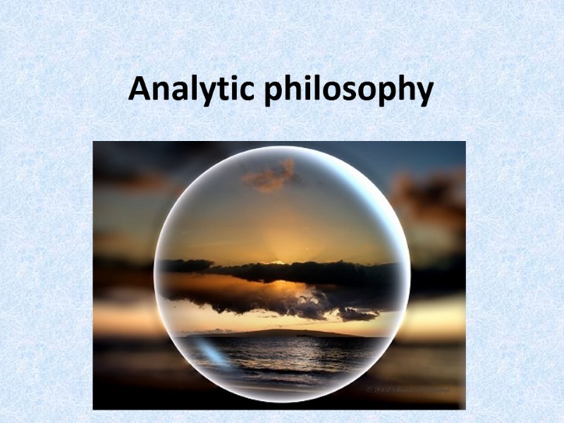 Analytic philosophy